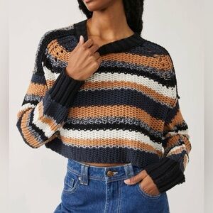 Free People Devon Crop Stripe Sweater